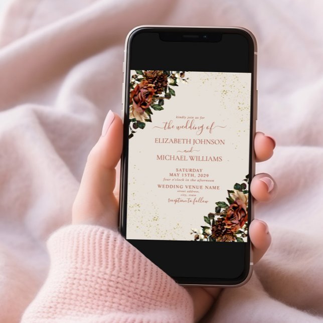 Invitación Boho Terracotta Greenery Boda Floral (Subido por el creador)