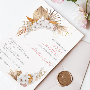 Invitación Boho Terracotta Moda Floral Watercolor Baby Shower