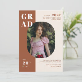 Invitación Boho Terracotta Negrita Tipografía Foto Graduación