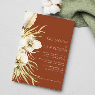 Invitación Boho terracotta orquídea pampas boda