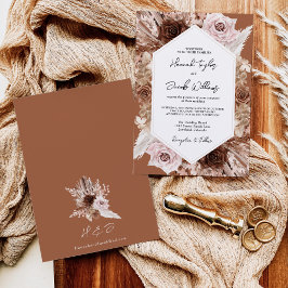 Invitación Boho Terracotta Pampas Boda de Grass Floral