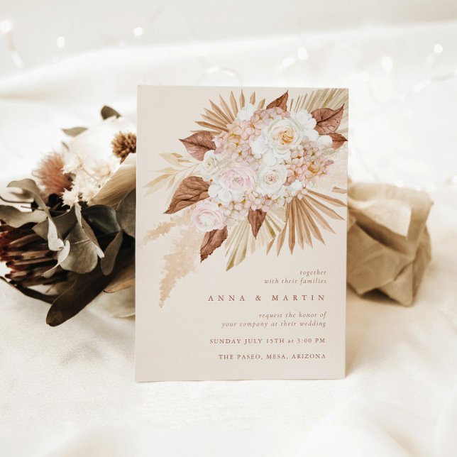 Invitación Boho Terracotta Pampas Boda Elegante (Subido por el creador)