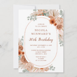 Invitación Boho Terracotta Pampas Fiesta de cumpleaños