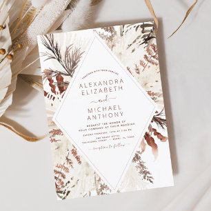 Invitación Boho Terracotta Pampas Grass Beige Boda