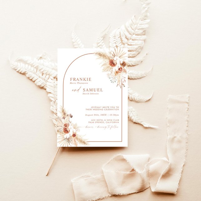 Invitación Boho Terracotta Pampas Grass Boda (Subido por el creador)
