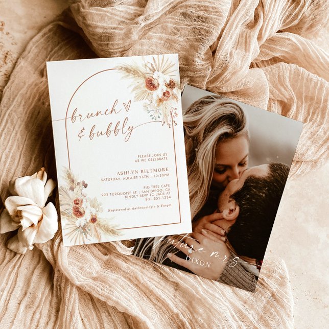 Invitación Boho Terracotta Pampas Grass Bridal Brunch (Subido por el creador)