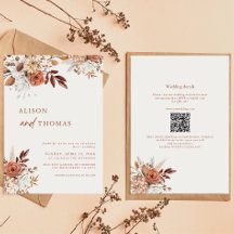 Boho Terracotta QR Código 2 en 1 Boda
