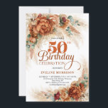 Invitación Boho terracotta quemado naranja pampas eucalipto<br><div class="desc">Este moderno y popular diseño es perfecto para eventos de estilo boho o tropical. Se presenta diseño acuarela pampas pintadas a mano juntar hojas de palma secas mezcladas con flores de terracota y rosas naranjas quemados mixtos y rosas de flores borgoñosas mezcladas con flores de tierra oxidada y vegetación tocada...</div>