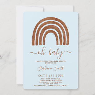 Invitación Boho Terracotta Rainbow Baby Shower
