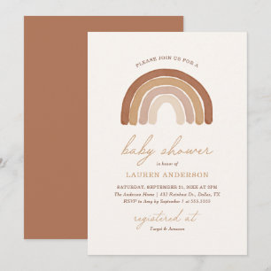 Invitación Boho Terracotta Rainbow Baby Shower