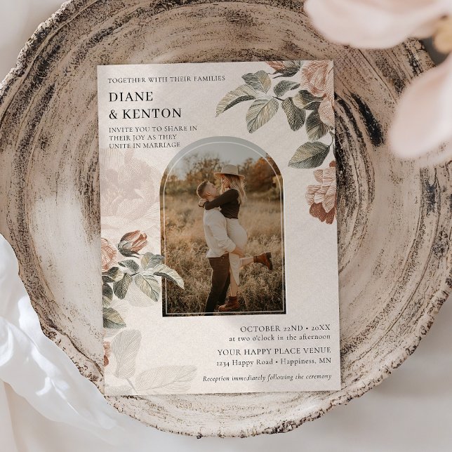 Invitación Boho Terracotta Rose Sage Greenery Wedding | (Subido por el creador)