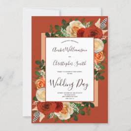 Invitación Boho Terracotta Rust Floral Pampas Grass Wedding