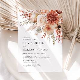 Invitación Boho Terracotta Taupe Boda Floral Elegante