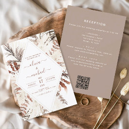 Invitación Boho Terracotta Todo en un Boda de código QR