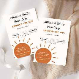 Invitación Boho terracotta Twins primer viaje primer cumpleañ