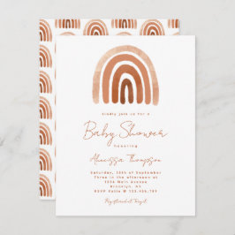 Invitación Boho Terracotta Watercolor Arcoiris Baby Shower