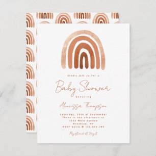 Invitación Boho Terracotta Watercolor Arcoiris Baby Shower