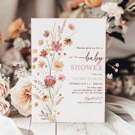 Invitación Boho Terracotta Wildflower Baby Shower