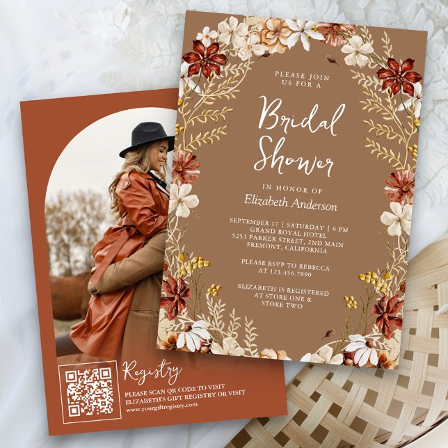 Invitación Boho Terracotta Wildflower Beidal Bridal Shower (Subido por el creador)