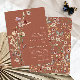 Invitación Boho Terracotta Wildflower Boda