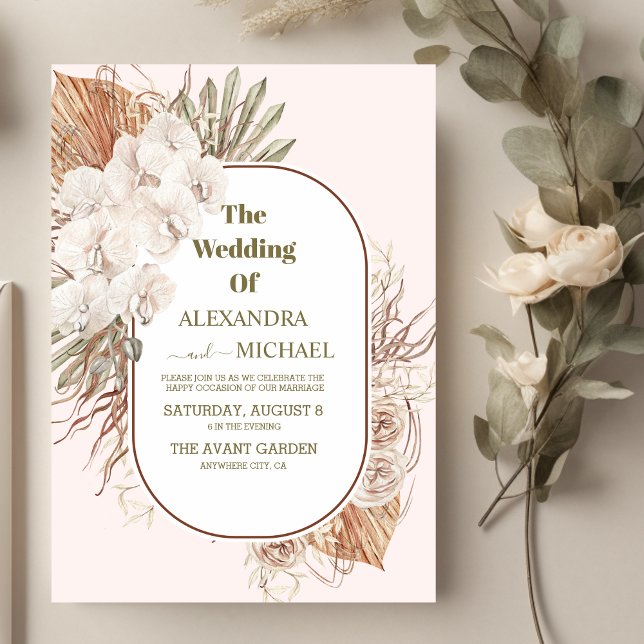 Invitación boho terracotta y pampass grass boda (Subido por el creador)