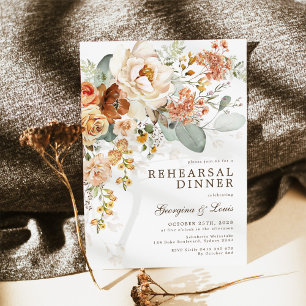Invitación Boho Terracotta Yellow Floral Ensayos Cena