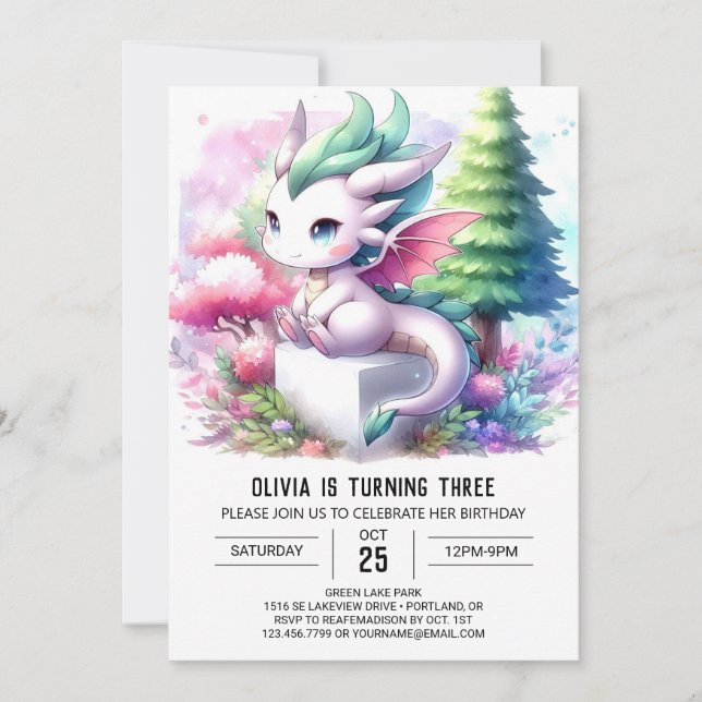 Invitación Boho Theme Dragon Birthday (Anverso)