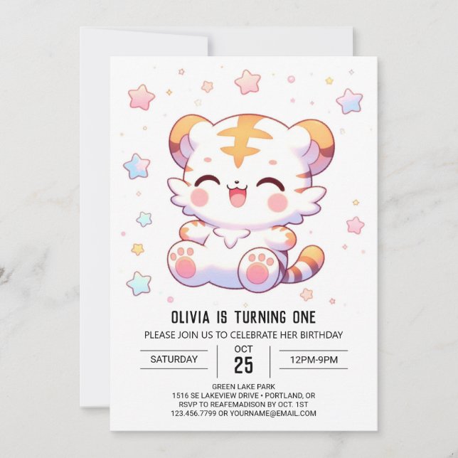 Invitación Boho Tiger 1er cumpleaños (Anverso)