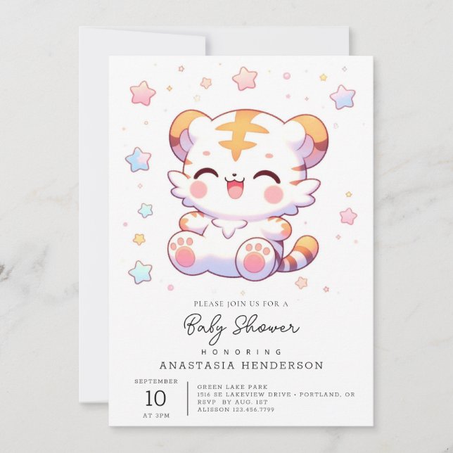Invitación Boho Tiger Baby Shower (Anverso)