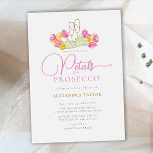 Invitación Boho Tocino Amarillo Tulip Oro Petales Prosecco Br