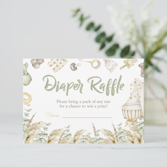 Invitación Boho Toys Baby Shower Diaper Raffle Card (Anverso de pie)