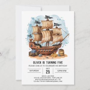 Invitación Boho Treasure Map Digital Pirate Cumpleaños
