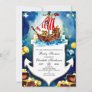 Invitación Boho Treasure Pirate Baby Shower