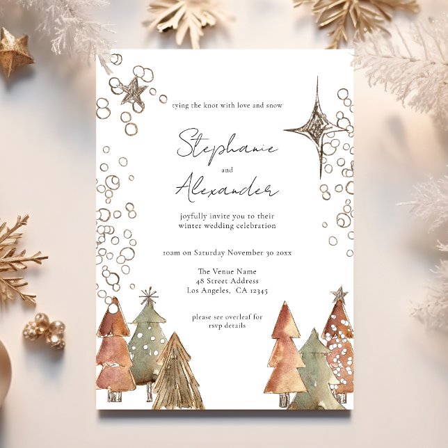 Invitación Boho Trees Stars Navidades del código QR Boda (Subido por el creador)