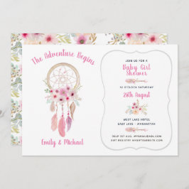 Invitación Boho Tribal Baby Girl Shower Dream Catcher