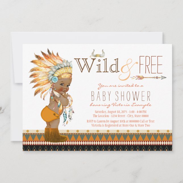Invitación Boho Tribal Boho Baby Shower de los chicos afroame (Anverso)