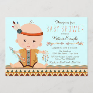 Invitación Boho Tribal Boy Baby Shower