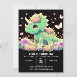 Invitación Boho Triceratops Dinosaur Cumpleaños Digital