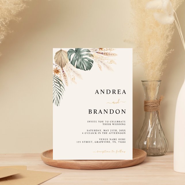 Invitación Boho Tropical Beach Destination Wedding All in One (Subido por el creador)