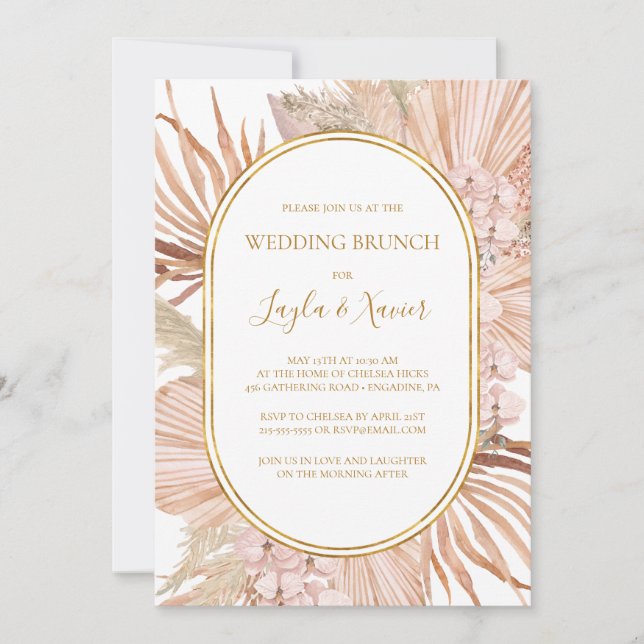 Invitación Boho Tropical Botanical | Boda Brunch (Anverso)