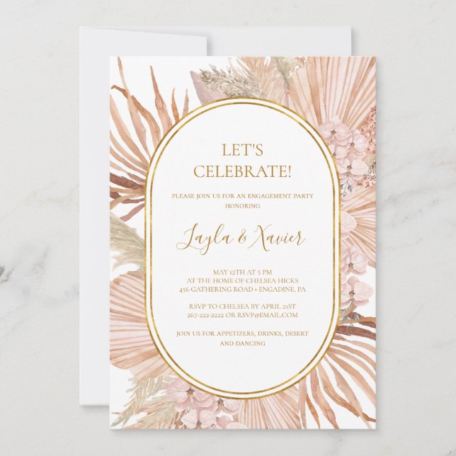 Invitación Boho Tropical Botanical | Celebremos (Anverso)