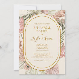 Invitación Boho Tropical Botanical | Cena de ensayo de marfil