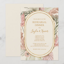 Invitación Boho Tropical Botanical | Cena de ensayo de marfil