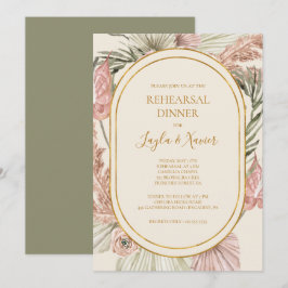 Invitación Boho Tropical Botanical | Cena de ensayo verde