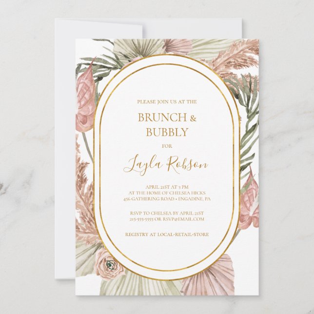 Invitación Boho Tropical Botanical | Ducha de brunch (Anverso)
