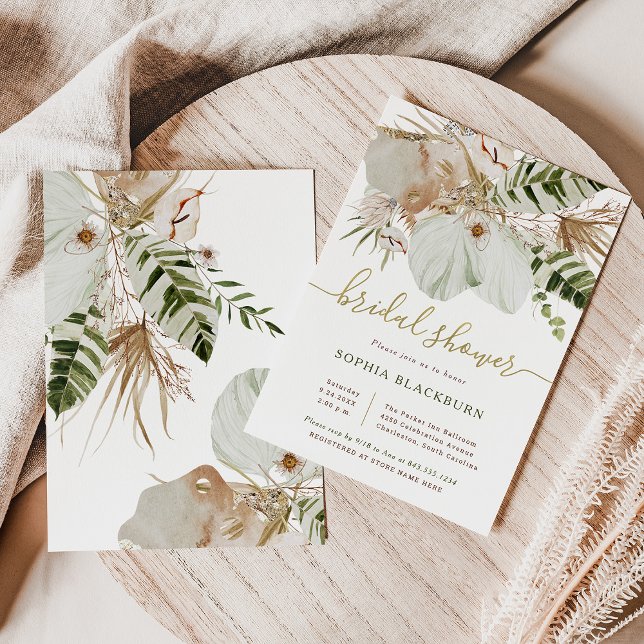 Invitación Boho Tropical Botanical Floral | Ducha de novia (Subido por el creador)