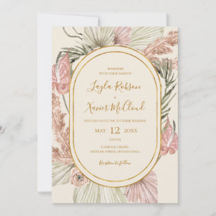 Invitación Boho Tropical Botanical Ivory All In One Boda