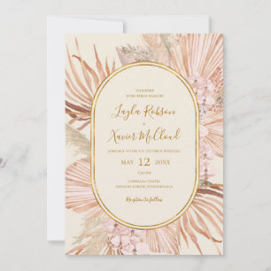 Invitación Boho Tropical Botanical   Marfil y Casual Verde