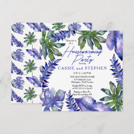 Invitación Boho Tropical deja a Fiesta morado de calentamient