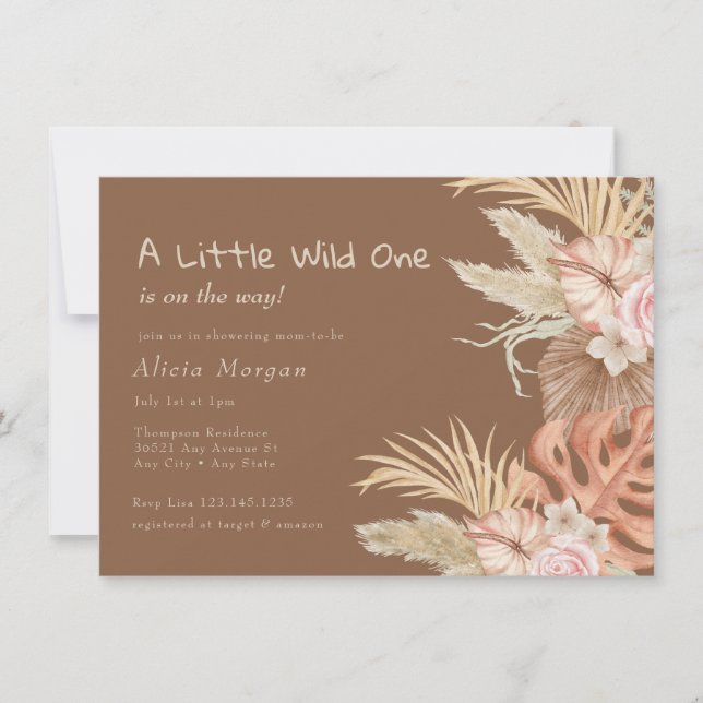Invitación Boho Tropical Floral Baby Shower (Anverso)